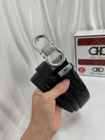 1:1 Ferragamo Black Leather Belt with Silver Logo Buckle Pure Steel Buckle 3.5cm